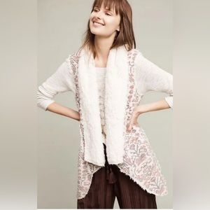 Anthropologie Hei Hei Jacquard Boho Aztec Print Faux Fur Sherpa Vest Size Small
